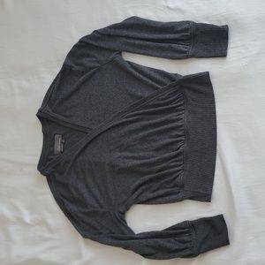 Anthropologie gray wrap seater top size small